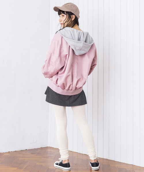 WEGO(ウィゴー)の「WEGO/フード付きMA-1(MA-1・レディース・ブラック/カーキ/ライトピンク/パープル・FREE)」の17枚目の写真