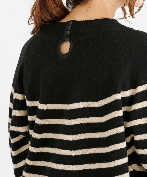 Munich（ミューニック）の「ラムウールボーダーニットハイネックプルオーバー（ニット/セーター・レディース・ブラック/アイボリー/ブラウン・FREE）」の12枚目の写真