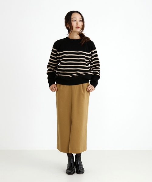 Munich（ミューニック）の「ラムウールボーダーニットハイネックプルオーバー（ニット/セーター・レディース・ブラック/アイボリー/ブラウン・FREE）」の10枚目の写真