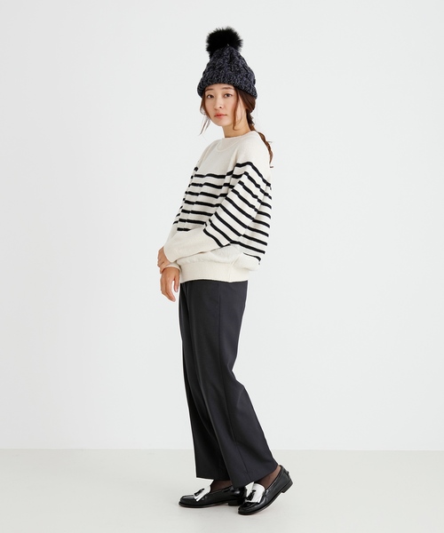 Munich（ミューニック）の「ラムウールボーダーニットハイネックプルオーバー（ニット/セーター・レディース・ブラック/アイボリー/ブラウン・FREE）」の14枚目の写真