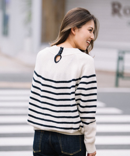 Munich（ミューニック）の「ラムウールボーダーニットハイネックプル