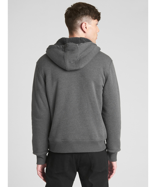 GAP(ギャップ)の「ボアライニング ロゴフルジップ フーディー(パーカー・メンズ・ライトグレー/ネイビー/ヘザーグレー・S/M/L/XL/XS)」の5枚目の写真