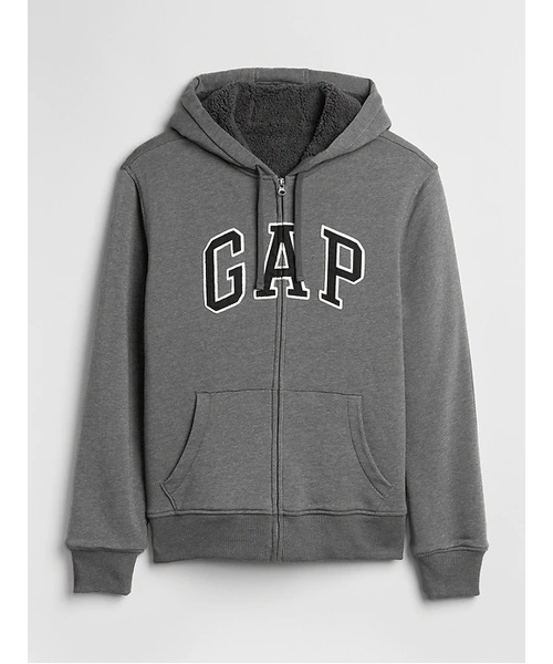 GAP(ギャップ)の「ボアライニング ロゴフルジップ フーディー(パーカー・メンズ・ライトグレー/ネイビー/ヘザーグレー・S/M/L/XL/XS)」の7枚目の写真