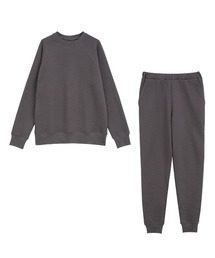 綿100％ キルトニット パジャマ 上下セット 長袖 ルームウェア