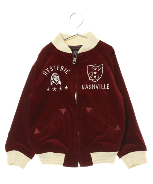 JOEY HYSTERIC(ジョーイヒステリック)の「NASHVILLE刺繍 別珍スカジャン(その他アウター・キッズ・ブラック/エンジ・SMALL/MEDIUM)」の1枚目の写真