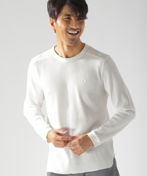 BAYFLOW(ベイフロー)の「GDワッフルL/S Tシャツ(Tシャツ/カットソー・メンズ・ホワイト/ブラック/ベージュ/パープル・SMALL/MEDIUM/LARGE)」の2枚目の写真