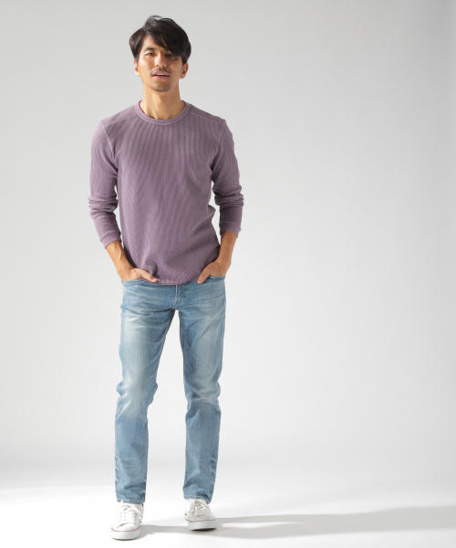 BAYFLOW(ベイフロー)の「GDワッフルL/S Tシャツ(Tシャツ/カットソー・メンズ・ホワイト/ブラック/ベージュ/パープル・SMALL/MEDIUM/LARGE)」の5枚目の写真