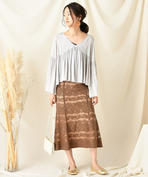 DouDou（ドゥドゥ）の「レースマーメイドスカート（スカート・レディース・オフホワイト/ブラウン/グリーン・FREE）」の17枚目の写真