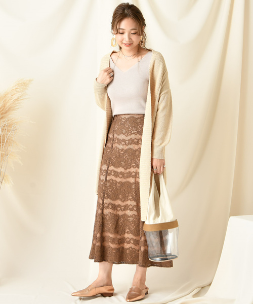 DouDou（ドゥドゥ）の「レースマーメイドスカート（スカート・レディース・オフホワイト/ブラウン/グリーン・FREE）」の10枚目の写真