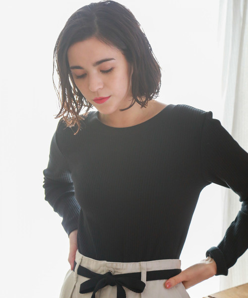 niko and...（ニコアンド）の「[DAILY SERIES]リブ2WAYヘンリーネックプルオーバー（ニット/セーター・レディース・ブラック/オフホワイト/カーキ/ピンク・MEDIUM/LARGE）」の19枚目の写真