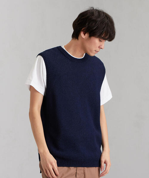 green label relaxing（グリーンレーベルリラクシング）の「CM カノコ クルーネック ベスト（ベスト・メンズ・ベージュ/ネイビー/ダークグレー/オレンジ系その他・L/M/S）」の3枚目の写真