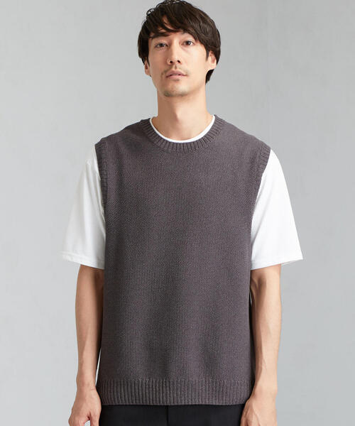 green label relaxing（グリーンレーベルリラクシング）の「CM カノコ クルーネック ベスト（ベスト・メンズ・ベージュ/ネイビー/ダークグレー/オレンジ系その他・L/M/S）」の2枚目の写真