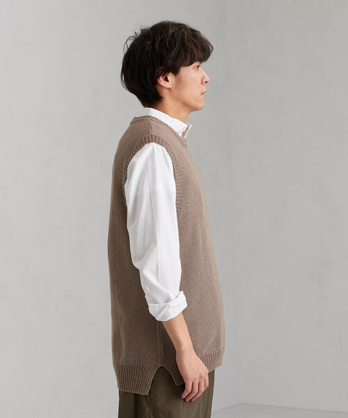 green label relaxing（グリーンレーベルリラクシング）の「CM カノコ クルーネック ベスト（ベスト・メンズ・ベージュ/ネイビー/ダークグレー/オレンジ系その他・L/M/S）」の7枚目の写真