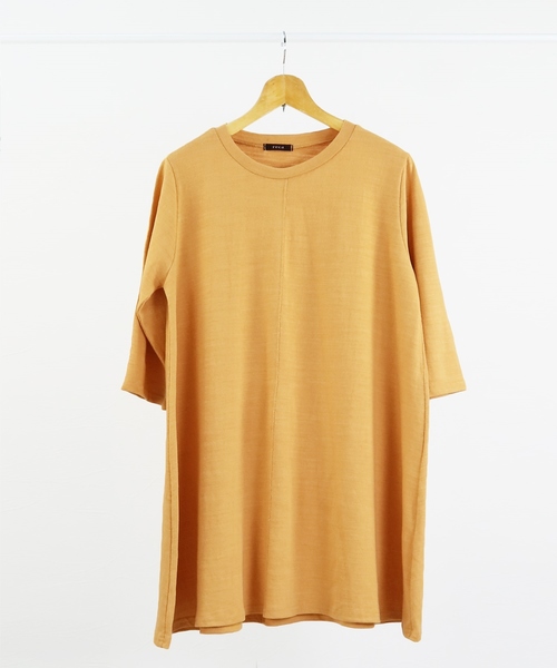 reca（レカ）の「フロントデザイン ゆるシルエットチュニックワンピース（ワンピース・レディース・ブラック/オフホワイト/ピンク/マスタード/モカ・FREE）」の15枚目の写真