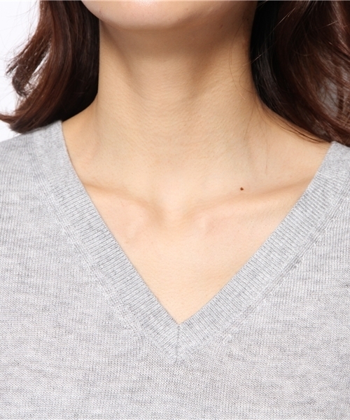 PLST（プラステ）の「ウール混Vネック配色ニット（ニット/セーター・レディース・グレー/ネイビー・2）」の8枚目の写真