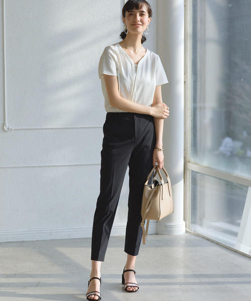 green label relaxing（グリーンレーベルリラクシング）の「[手洗い可能/ドビートリコット] ◆D テーパード パンツ（その他パンツ・レディース・ネイビー/ライトグレー・42/40/34/36/44/38/46）」の9枚目の写真