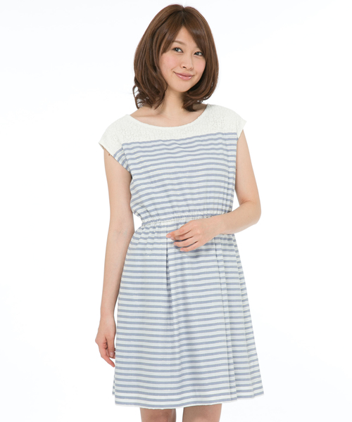 any sis ボーダーノースリーブひざ丈ワンピース any sis ボーダーノースリーブひざ丈ワンピース