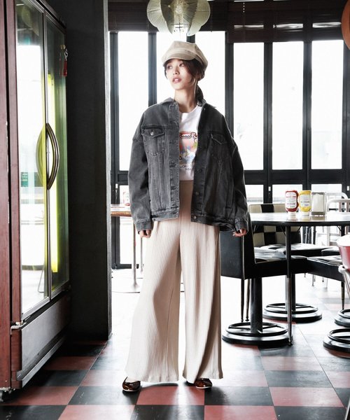 BAYFLOW（ベイフロー）の「BIGシルエットGジャン（デニムジャケット・レディース・ブラック/ブルー・FREE）」の5枚目の写真