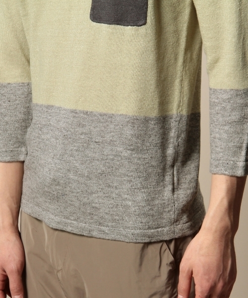 BEAUTY&YOUTH UNITED ARROWS（ビューティーアンドユースユナイテッドアローズ）の「BY リネン パネル クルーネック クォータースリーブ ニット（LN） ◆（ニット/セーター・メンズ・その他2/その他1・LARGE/X-LARGE/MEDIUM/SMALL）」の3枚目の写真