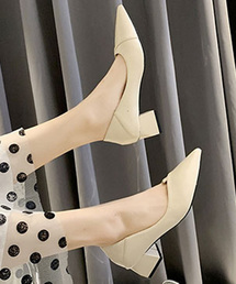 チャンキーヒールポインテッドトゥパンプス