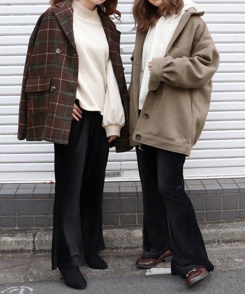 PairPair（ペアペア）の「ベロアスリット入りフレアパンツ（その他パンツ・レディース・ブラック/その他/ブラウン系その他・FREE）」の6枚目の写真