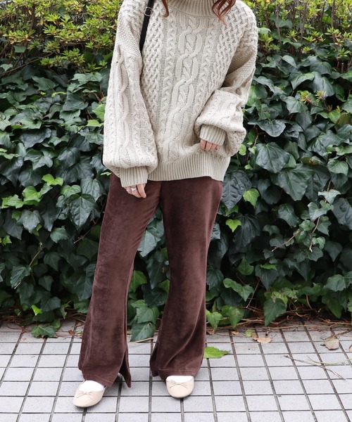 PairPair（ペアペア）の「ベロアスリット入りフレアパンツ（その他パンツ・レディース・ブラック/その他/ブラウン系その他・FREE）」の10枚目の写真