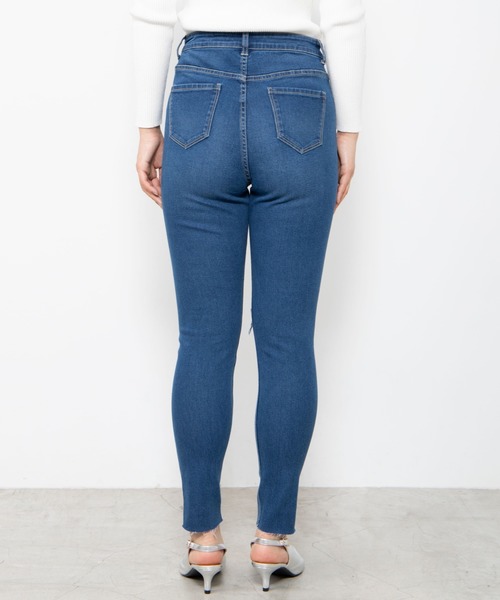 WEGO（ウィゴー）の「WEGO/ダメージハイウエストスキニーパンツ（デニムパンツ・レディース・ブラック/インディゴブルー/コバルトブルー/ブラック系その他・MEDIUM/LARGE/SMALL）」の10枚目の写真