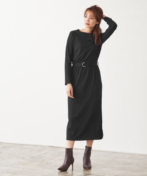 セール ベルト付きリブカットソーワンピース ワンピース Pierrot ピエロ のファッション通販 Zozotown