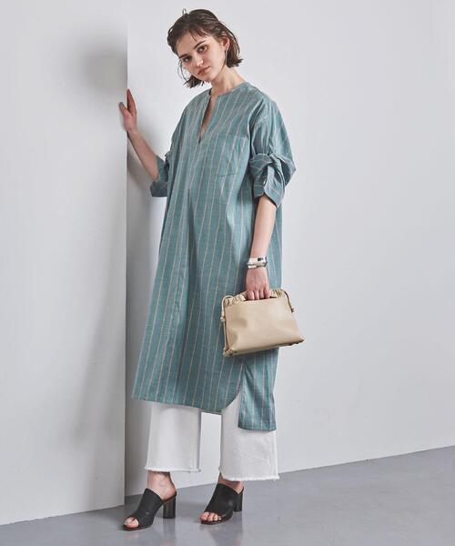 美品 ティッカ 定価3万円 シャツワンピース TICCA ワイドストライプ TICCA】定価3万 ストライプ シャツワンピース