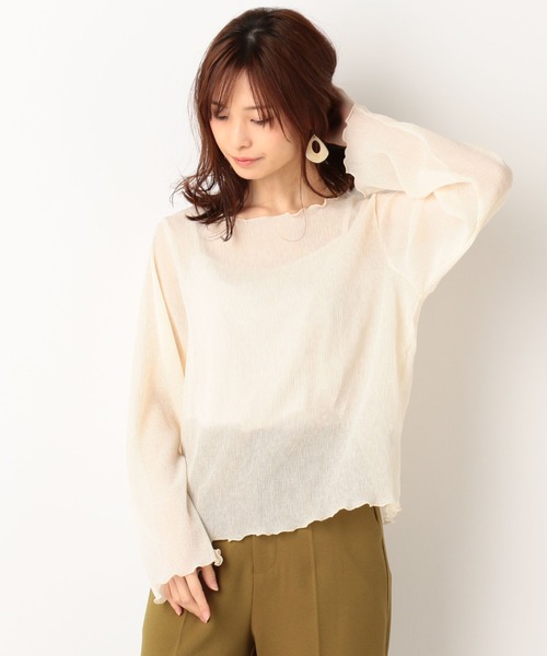 archives(アルシーヴ)の「シアー楊柳プルオーバー(Tシャツ/カットソー・レディース・グリーン/ブルー/ベージュ/モカ・MEDIUM)」の3枚目の写真