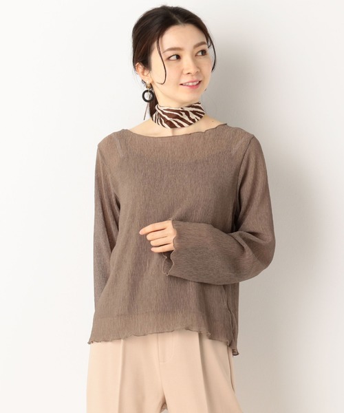 archives(アルシーヴ)の「シアー楊柳プルオーバー(Tシャツ/カットソー・レディース・グリーン/ブルー/ベージュ/モカ・MEDIUM)」の2枚目の写真