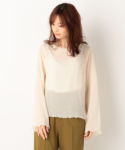 archives(アルシーヴ)の「シアー楊柳プルオーバー(Tシャツ/カットソー・レディース・グリーン/ブルー/ベージュ/モカ・MEDIUM)」の15枚目の写真