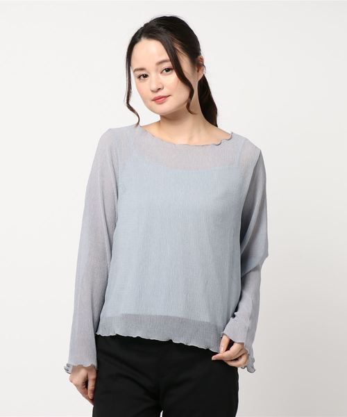 archives(アルシーヴ)の「シアー楊柳プルオーバー(Tシャツ/カットソー・レディース・グリーン/ブルー/ベージュ/モカ・MEDIUM)」の16枚目の写真