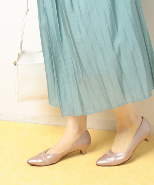 セール】【3E】チュールデザインローヒールパンプス(パンプス)|Mode ...