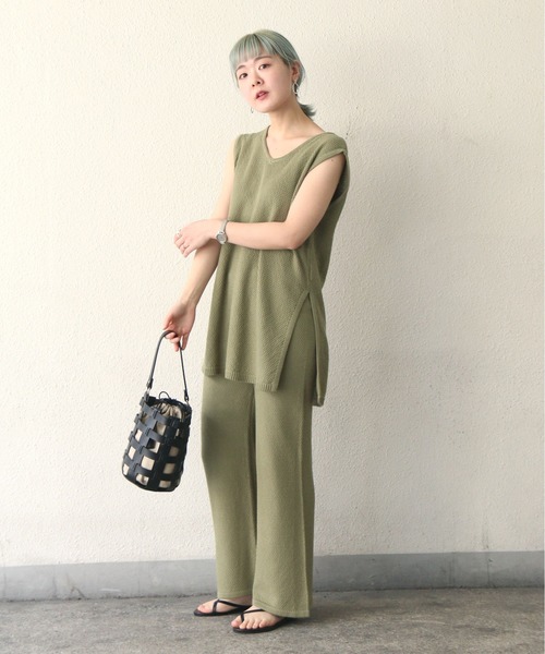notch.(ノッチ)の「ニットワイドパンツ(その他パンツ・レディース・ブラック/オリーブ/ブラウン/レンガ・M)」の17枚目の写真