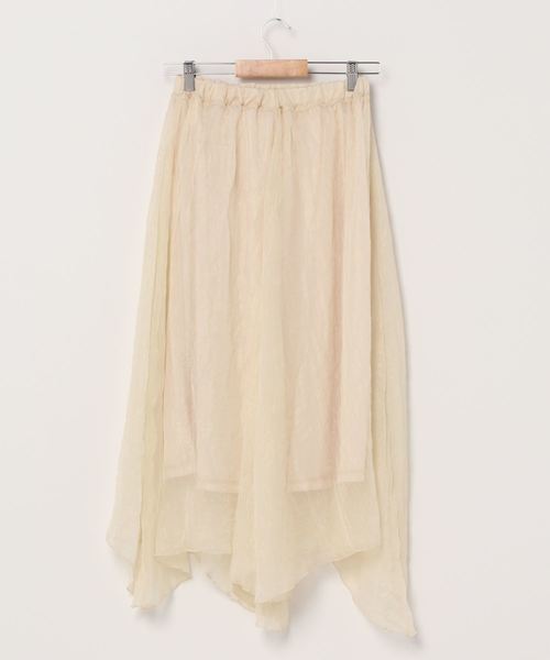 WEGO（ウィゴー）の「WEGO/シャイニーシフォンアシメシアーロングスカート（スカート・レディース・アイボリー/グリーン系その他・FREE）」の3枚目の写真