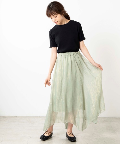 WEGO（ウィゴー）の「WEGO/シャイニーシフォンアシメシアーロングスカート（スカート・レディース・アイボリー/グリーン系その他・FREE）」の11枚目の写真