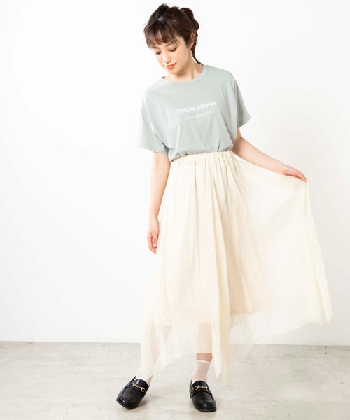 WEGO（ウィゴー）の「WEGO/シャイニーシフォンアシメシアーロングスカート（スカート・レディース・アイボリー/グリーン系その他・FREE）」の16枚目の写真