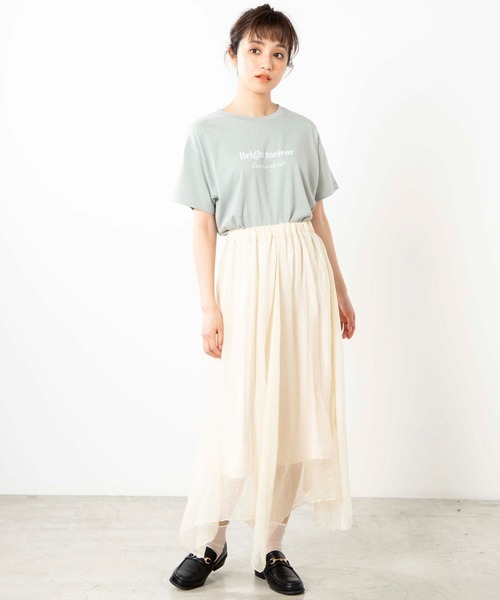 WEGO（ウィゴー）の「WEGO/シャイニーシフォンアシメシアーロングスカート（スカート・レディース・アイボリー/グリーン系その他・FREE）」の15枚目の写真