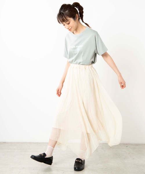 WEGO（ウィゴー）の「WEGO/シャイニーシフォンアシメシアーロングスカート（スカート・レディース・アイボリー/グリーン系その他・FREE）」の14枚目の写真