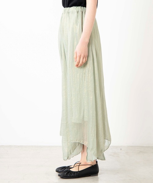 WEGO（ウィゴー）の「WEGO/シャイニーシフォンアシメシアーロングスカート（スカート・レディース・アイボリー/グリーン系その他・FREE）」の9枚目の写真