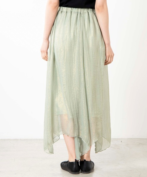 WEGO（ウィゴー）の「WEGO/シャイニーシフォンアシメシアーロングスカート（スカート・レディース・アイボリー/グリーン系その他・FREE）」の8枚目の写真