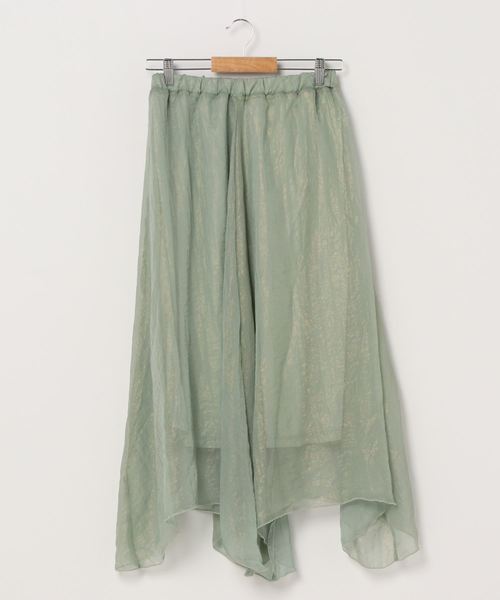 WEGO（ウィゴー）の「WEGO/シャイニーシフォンアシメシアーロングスカート（スカート・レディース・アイボリー/グリーン系その他・FREE）」の5枚目の写真
