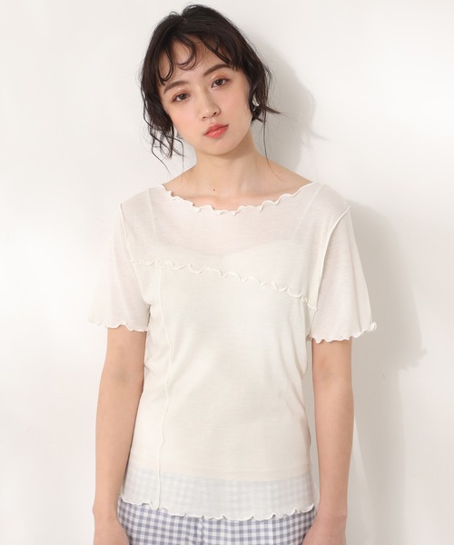 one after another NICE CLAUP（ワンアフターアナザーナイスクラップ）の「メローTシャツ（Tシャツ/カットソー・レディース・アイボリー/モカ/ベージュ/ブルー・FREE）」の2枚目の写真