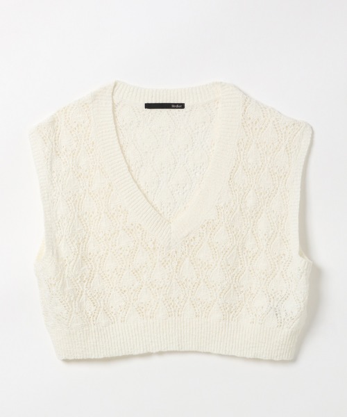 Heather（ヘザー）の「クロップドニットベスト　887354（ベスト・レディース・アイボリー/ベージュ系その他/ピンク系その他・FREE）」の4枚目の写真