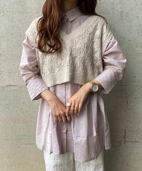 Heather（ヘザー）の「クロップドニットベスト　887354（ベスト・レディース・アイボリー/ベージュ系その他/ピンク系その他・FREE）」の19枚目の写真