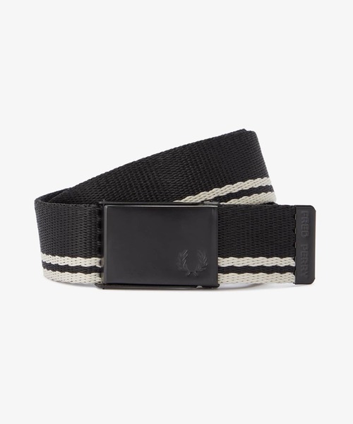 FRED PERRY Belt Army Green Polyester Silver Square Buckle s
