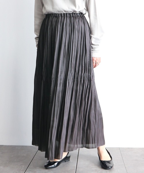 AMERICAN HOLIC（アメリカンホリック）の「ワッシャープリーツスカート　＊〇（スカート・レディース・グレー/チャコールグレー/モカ/ブルーグリーン/サックスブルー・FREE）」の3枚目の写真