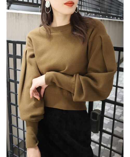 EMODA（エモダ）の「コンパクトソフトニット（ニット/セーター・レディース・ホワイト/ブラック/カーキ/ブルー・FREE）」の4枚目の写真