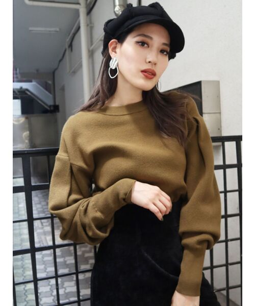 EMODA（エモダ）の「コンパクトソフトニット（ニット/セーター・レディース・ホワイト/ブラック/カーキ/ブルー・FREE）」の10枚目の写真